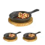 Kuechenprofi ServIng Pan Round Black With Wooden Board 3 pack