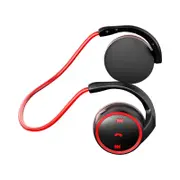 Wireless Bluetooth 5.0 Sports Stereo MP3 Player Neckband Headphones Plugable TF Card with Microphone Running Headphones - Red