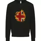 Union Jack Flag Fire Effect Great Britain Mens Sweatshirt Jumper