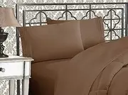 Elegant Comfort Luxurious 1500 Premium Hotel Quality Microfiber Three Line Embroidered Softest 4-Piece Bed Sheet Set, Wrinkle and Fade Resistant, Queen, Taupe