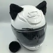 Motorcycle Helmet Decoration, Pack of 2 Motorcycle Helmet Ears + Tail Decoration Cute Plush Cat Ear Shape Decoration Sticker Personality Plush Cat Ear Helmet Ears for Roll Motorcycle Helmet