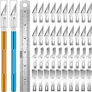 Mumoo Bear Exacto Knife Set - 2 Knives With 40 Spare Blades for Crafts, Arts, Modeling, Scrapbooking - Precision Hobby Knife (#11#16#17)