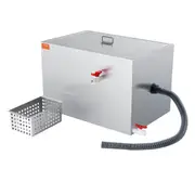 Commercial Grease Trap, 40 LBS Grease Interceptor, Side Inlet Interceptor, Under Sink Stainless Steel Grease Trap, 10 GPM Waste Water Oil-water Separator, for Restaurant Canteen Home