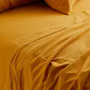MyHouse Stonewash Flat Sheet 255X260cm 100% Cotton - Mango - Queen