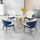 Lucan Sintered Stone Top Small Dining Table 80cm Golden Color Steel Frame Base