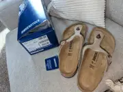 Women's 11 Birkenstock Gizeh Tabacco Brown EU42 UK8 Mens 9 Thong Leather Sandals