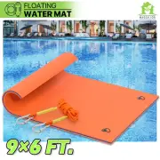 9 ft Orange Floating Water Pad Pool River Lounge Bed 3-Layer XPE Foam Float Mat