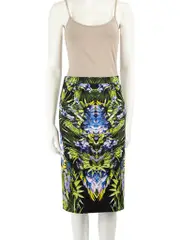 Floral Pattern Knee Length Skirt
