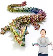 Usoway 3D Printed Dragon, Crystal Dragon, Bigger Fidget Toys Adults, 3D Printed Articulated Dragon for Home Office Car Desk Decor Toys, Dragon Eggs Gift Given on Birthday (Red Yellow Blue, 24 inch)