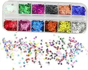 OSOLADY Nail Art Glitter Sequins Set 2 Boxes Butterfly Rhinestones Glitter Powder Sticker for Eyes Makeup