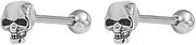 [NewZenro] 16g Skull Small Stud Earrings for Men Women Cartilage Tragus Screw Back Punk Gothic Vintage Hypoallergenic Stainelss Steel Little Tiny Piercing Studs Post Jewelry for Halloween Party