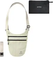 [YIPINU] Crossbody Money Belt for Travel Women & Men Hidden, Travel Wallet Pouch - Slim Passport Holde, RFID Blocking Neck Wallet Under Clothes to Protect Cash, Credit Cards and Documents, KHAKI, Travel