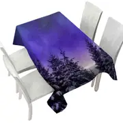 Bright Winter Night in the Snowy Forest Tablecloth