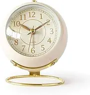 Analog Alarm Clocks,Small Table Clocks,Retro Backlight Cute Simple Design Desk Clock with Night Light,Silent Non-Ticking,Battery Powered,for Living Room Bedroom Bedside Indoor Decor