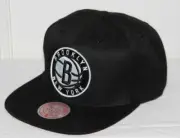 Mitchell & Ness Brooklyn Nets Snapback Hat BLACK Cap NBA PRIME PINKY *G6