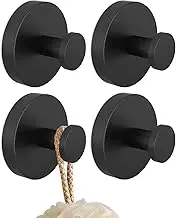 4PCS Suction Cup Hooks for Shower, Removable Towel Hooks Shower Hooks for Bathroom, Kitchen, Glass Door, Mirror, Tile, Towel, Bath Robe Hooks for Hanging up to 15 lbs (Black)