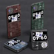 For vivo X Flip 5G, Luxury Real Genuine Leather Mahjong Pattern Case Cover