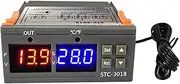 Digital Temperature Controller,STC-3018 Temperature Controller, Digital LED Display Thermostat, Temperature Control Switch Micro Temperature Control Board Thermostat Sensor (24V)