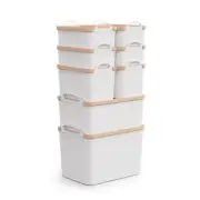 8 pcs Storage Bins with Lids Plastic Storage Containers for Shelves Drawers D...