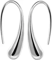 [ANDRESLAD] 4pcs Silver Teardrop Jewelry Set Necklace Earrings Ring Bracelet Lightweight Sweatproof Accessories for Prom Parties Weddings and Daily Wear