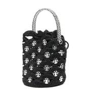 Paco Rabanne Raffia Drawstring Bucket Bag One size black