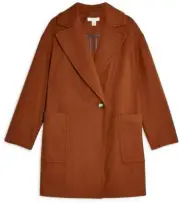 NWT TOPSHOP Women's Carly Coat Large Pockets Rust/ Burnt Orange Brown Sz 12 $125