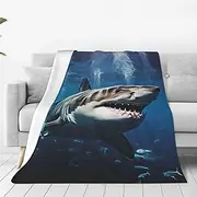 [RLDOBOFE] Ultra-Soft Micro Fleece Blanket Great White Shark Throw Blanket Lightweight Flannel Fuzzy Blanket for Couch Warm Plush Blanket Soft Cozy Throw Blankets for Sofa Bed Living Room All Season 40"x30"