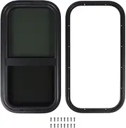 RV Window, 12 W X 24 H Teardrop Vertical Sliding Campers Window with Net Screen and Trim Ring, Tinted Sliding Campers Trailer Window, RV Window Replacement for Campers, Trailer