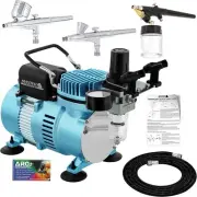 Silent Operation Air Compressor Kit with 3 Professional Airbrushes & Resources