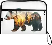 YMXFXP Panda Forest White Expandable Filing Folder, 13-Pocket Funny Cute Design with Sticky Labels, A4 Letter Size Document Organizer for Office, School, Boys, Girls
