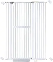 riin Extra Tall 150cm Baby Pet Security Gate Metal Safety Guard Tension Pressure Mounted for Children Dog Kitten Adjustable Width Range 95-105cm Largest Gap Between Bars 42mm Model B2 White