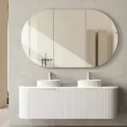 1500*460*450mm OTTI Bondi Stain White High Moisture Resistant Plywood Curve Fluted Bathroom Cabinet Wall Hung Vanity
