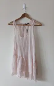 New With Tages Dotti Pale Pink Chiffon Tiered Sleeveless Top Size 12