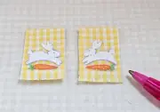 Miniature Easter Bunny Kitchen Dish Towels (2) YELLOW Gingham DOLLHOUSE 1:12