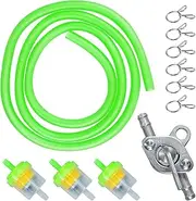 HOLATO Gas Fuel Line Hose Clamps Fuel Filters with Inline Shut Off Valve Petcock Set for 50cc 70cc 90cc 110cc 125cc 150cc Taotao Coolster Apollo Baja ATV Four Wheeler Dirt Pit Bike (GREEN)