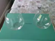 Tiffany & Co Stemless Crystal Wine Glasses Set of 2 NEW