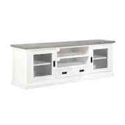 Ashton Entertainment TV Unit in Brushed White with Grey Timber Top - Dining Settings