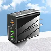 USB Charger 2Type C +3USB A,QC3.0&PD20W Fast Charging Plug USB Mulit Power Adapter AU Plug Compatible with iPhone 15 14 13 12 Pro Max X 8 7, iPad, Samsung Galaxy S24 S23 S22 Note（Black）