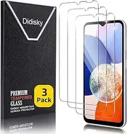 [Didisky] [3 Pack] Tempered Glass Screen Protector for Samsung Galaxy A14 4G/5G, Anti Scratch, 9H Hardness, No Bubbles, High Definition, Case Friendly, Transparent