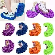 Mop Slippers Shoes Cover Multi-Function Dust Duster Soft Washable Reusable Floor House Men Women Sweeper Cleaning Mop Tool for Bathroom,Office,Kitchen, (Multicolored 4 Pairs/8 pcs)