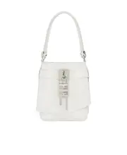 Micro Shark Lock bucket bag in Box leather One size ivory white