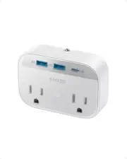Anker Portable Outlet Extender 2xAC outlet 30W USB C Port Dual USB Foldable Plug