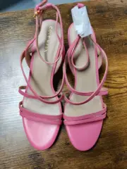 Cole Haan Women's Addie Strappy Sandal Heel, Camelia Rose Leather-Size 9