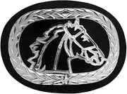 [WESTERN EXPRESS] Silver & Black Horse Head German Silver Belt Buckle