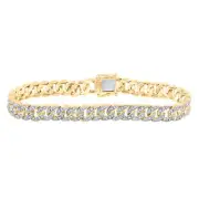 10K Yellow Gold Mens Diamond Cuban Link Bracelet 1-3/4 Ctw