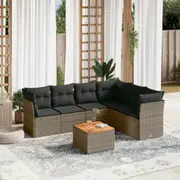 7 Piece Garden Sofa Set with Cushions Grey Poly Rattan vidaXL( grey and dark grey, Black and cream, Black, mix beige and grey)
