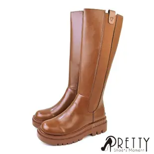 【Pretty】女鞋 切爾西 長靴 馬靴 騎士靴 工程靴 厚底 韓國 素面(棕色、黑色)