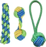 Puppy Rope Toy - 3X Tug of War Ropes for Dogs - Aggressive Chewers Toys, Indestructible Pup Grinding Accessories for Keep The Pets from Being Bored