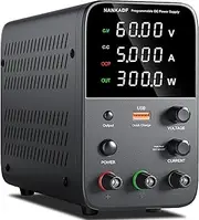 DC Power Supply (0-60V, 0-5A) Adjustable, Switching, Mini High Precision 4-Digit Display With USB Fast Charging Interface, Variable Lab Bench, Output On/Off/Encoder Knob