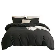 Black Luxury Quilt Doona Duvet Cover And Pillowcases Set Reversible Bedding Set